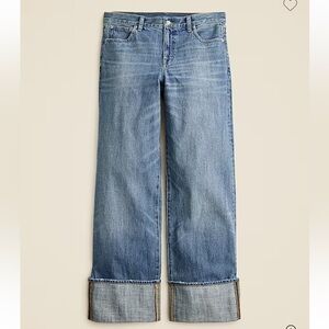 J. Crew- Cuffed lower-rise wide-leg jean